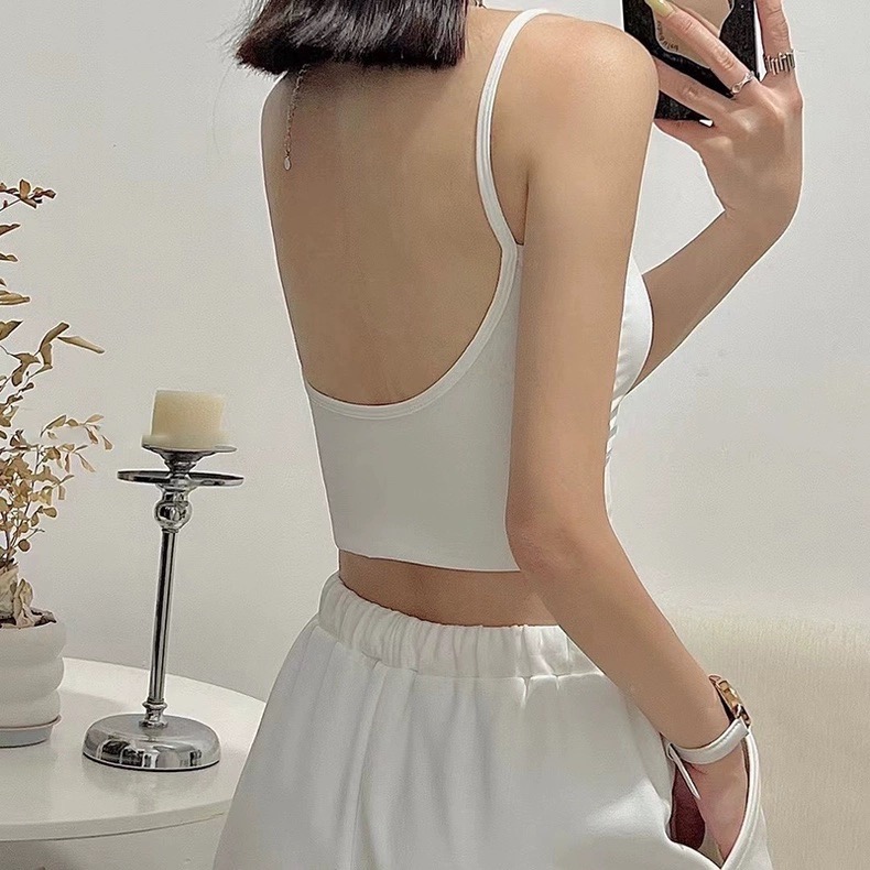 【冰絲吊帶 小可愛 bra top】背心 細肩帶 文胸 冰絲質感-細節圖9