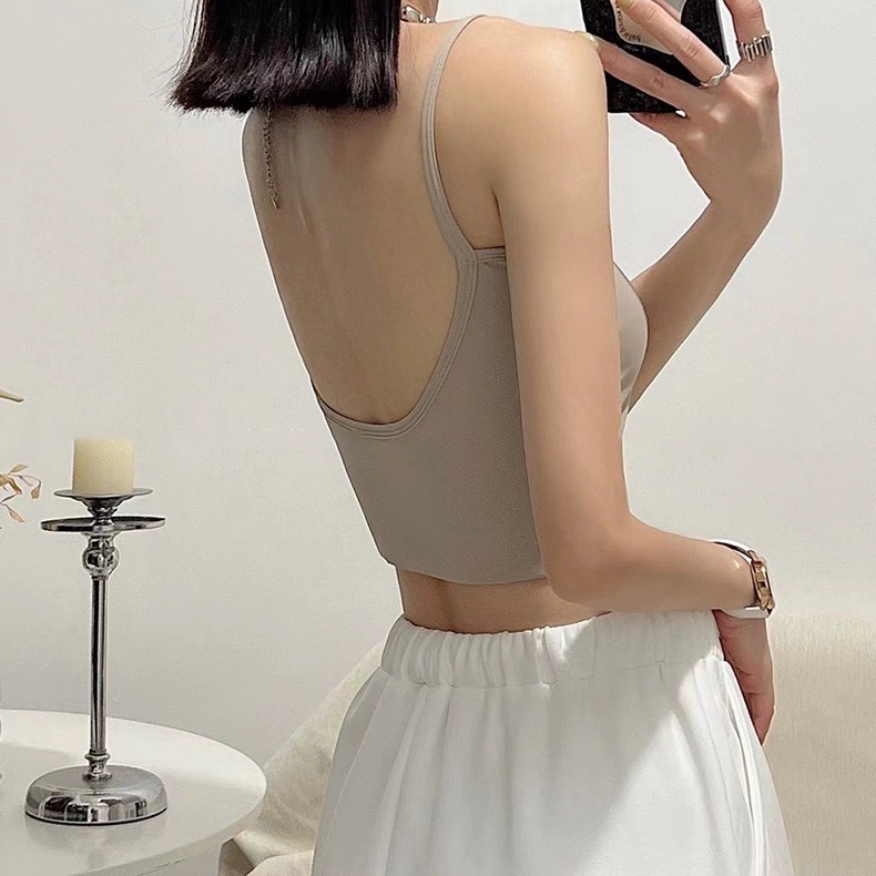 【冰絲吊帶 小可愛 bra top】背心 細肩帶 文胸 冰絲質感-細節圖10