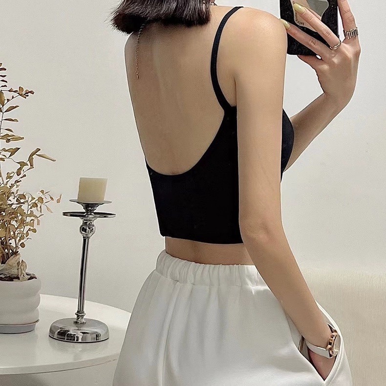 【冰絲吊帶 小可愛 bra top】背心 細肩帶 文胸 冰絲質感-細節圖11