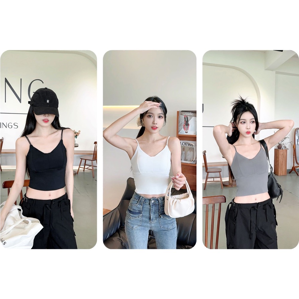 【冰絲吊帶 小可愛 細肩帶】可調節肩帶 文胸 bratop 無痕內衣 內搭背心 夏日穿搭-細節圖9