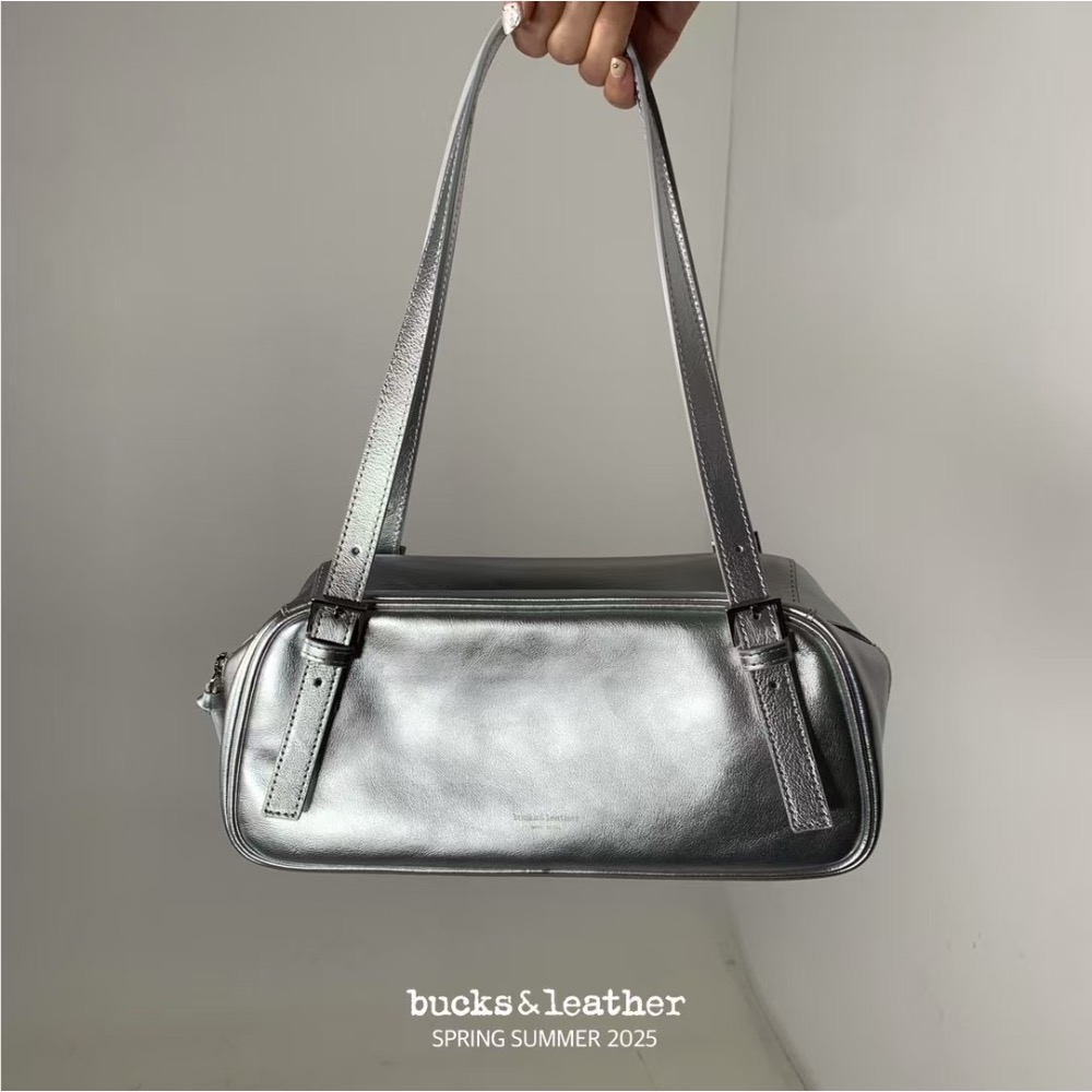 bucks & leather 韓國代購🇰🇷 【25SS】 ins風單肩腋下包 牛皮亮面-規格圖10