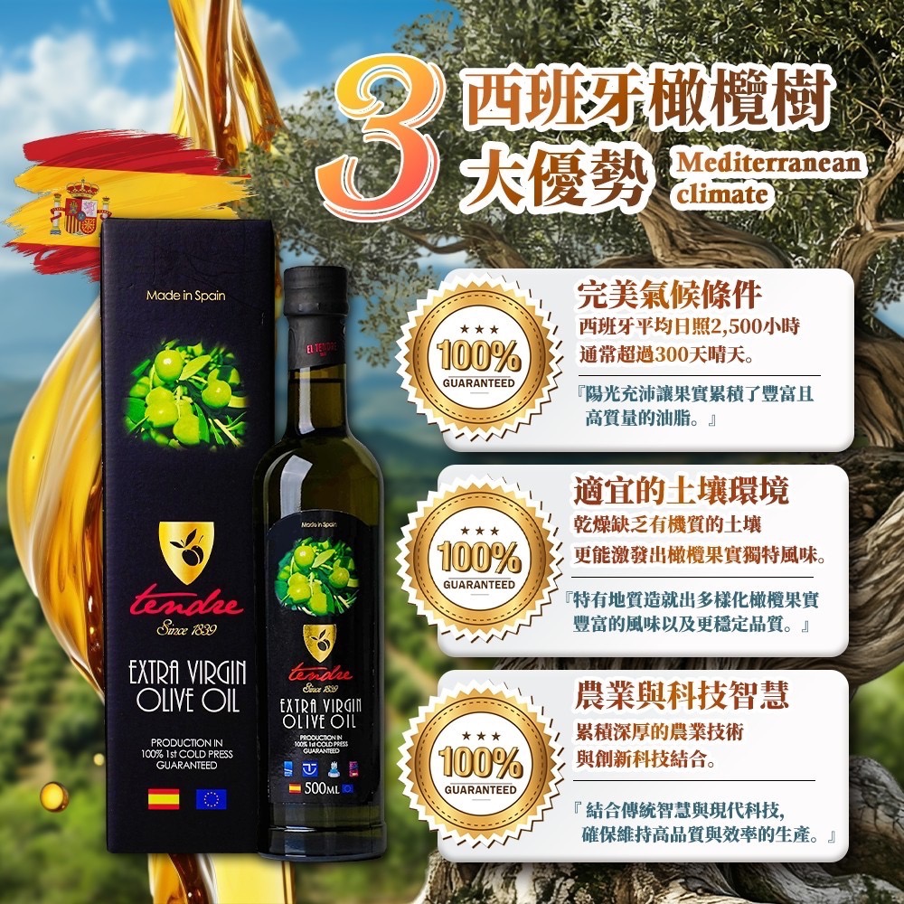￼西班牙 TENDRE 添得瑞 100%初榨冷壓 頂級橄欖油 250ml [甄品饌]-細節圖7