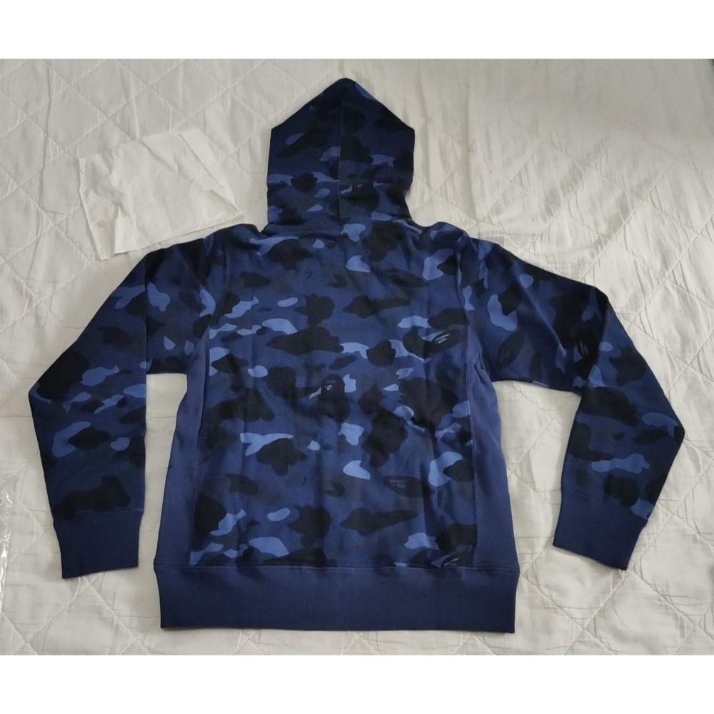 APE BAPE LOGO連帽外套 藍狼 藍迷彩 M號 正品 日本製 COLOR CAMO ZIP HOODIE-細節圖2