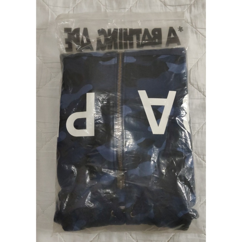 APE BAPE LOGO連帽外套 藍狼 藍迷彩 M號 正品 日本製 COLOR CAMO ZIP HOODIE-細節圖5
