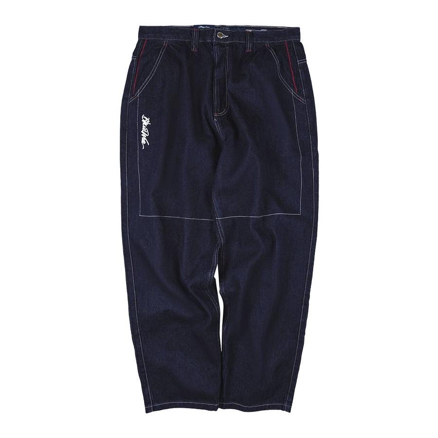 刺繡深藍大碼嘻哈牛仔褲-細節圖4