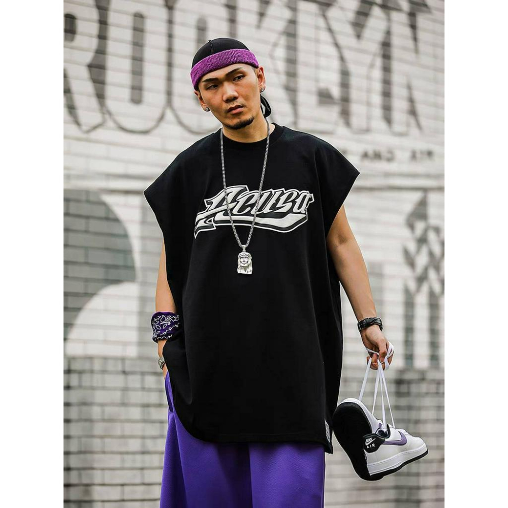 無袖印花大碼 坎肩 重磅背心-細節圖3