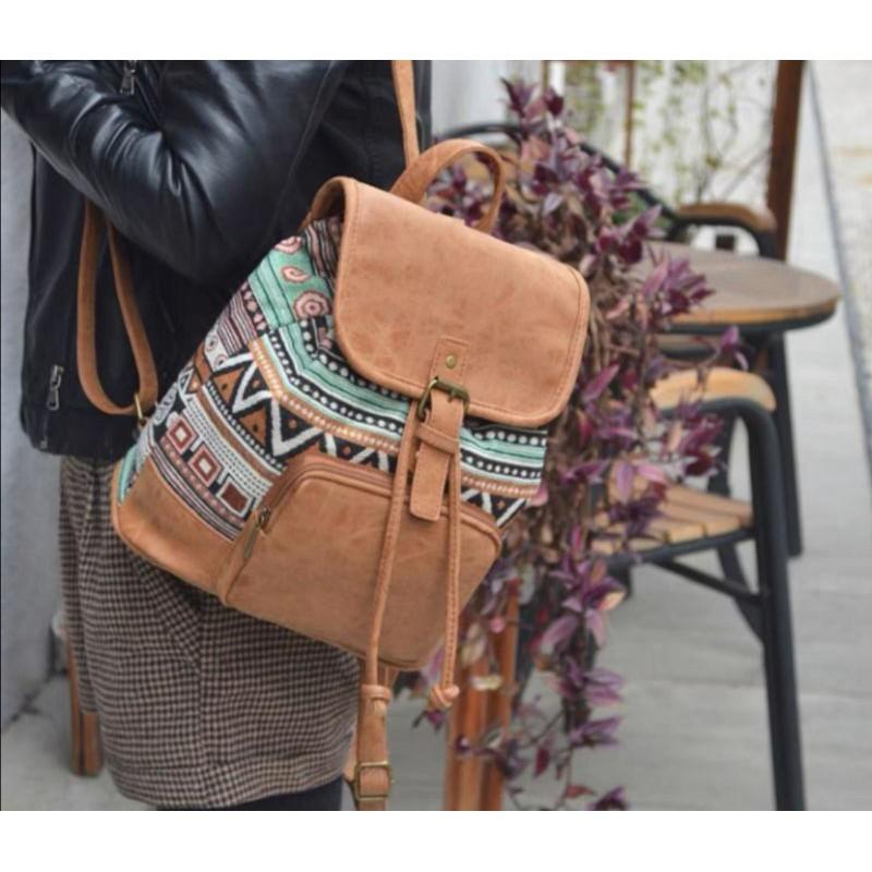 民族風圖騰帆布後背包-細節圖3