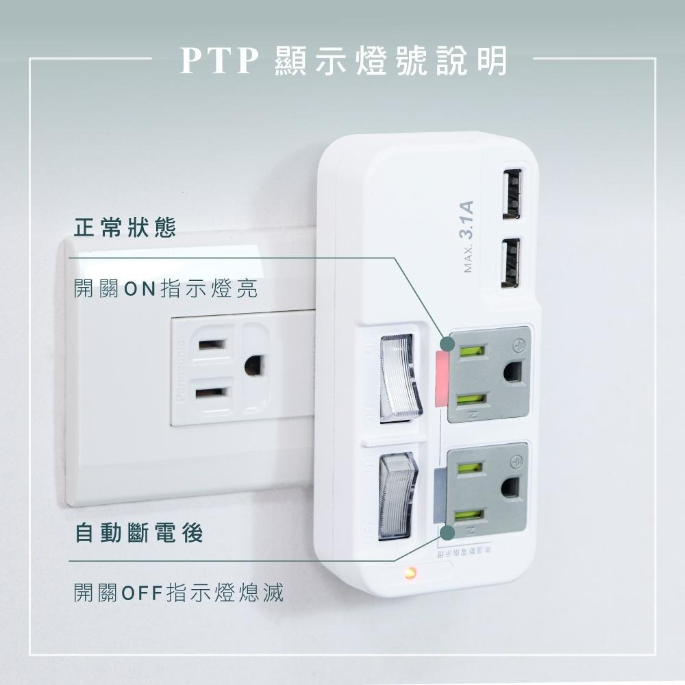 【現貨附發票】KINYO 耐嘉 3P高溫斷電2開2插+2USB分接器 USB充電器 插座 1入 GIU-3222-細節圖3