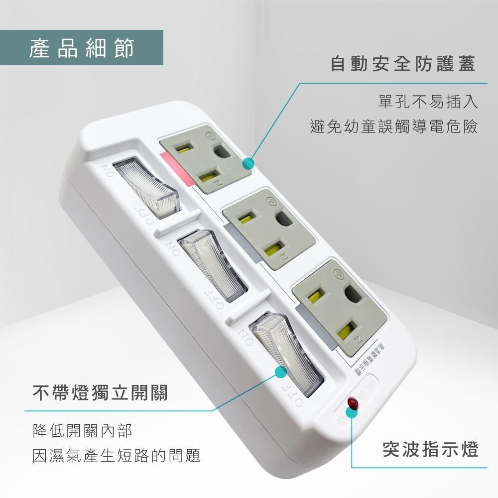 【現貨附發票】KINYO 耐嘉 3P高溫斷電3開3插分接器 插座 1入 GI-333-細節圖5