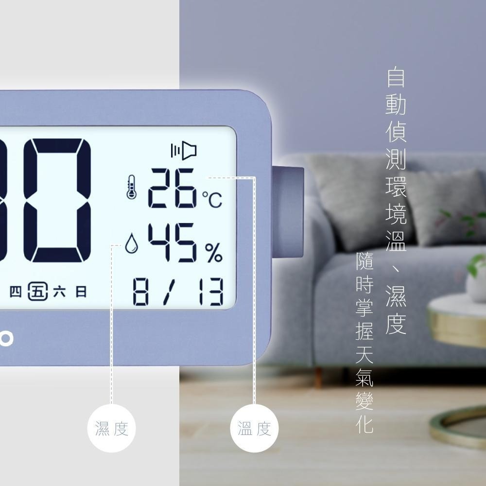 【現貨附發票】KINYO 耐嘉 文青極簡旋鈕式電子鐘 溫濕度計時鐘鬧鐘 1入 TD-539-細節圖5