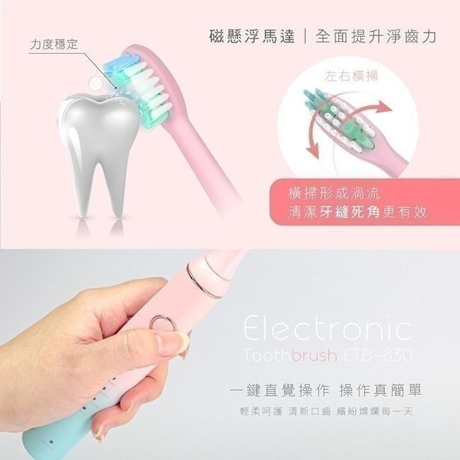 【現貨附發票】KINYO 音波電動牙刷 1入 ETB-830 (適用刷頭型號 ETB-830-2 ETB-830-3 )-細節圖5