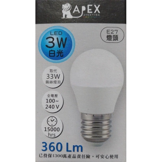【現貨附發票】APEX 艾沛斯 3W LED燈泡 1入-規格圖1
