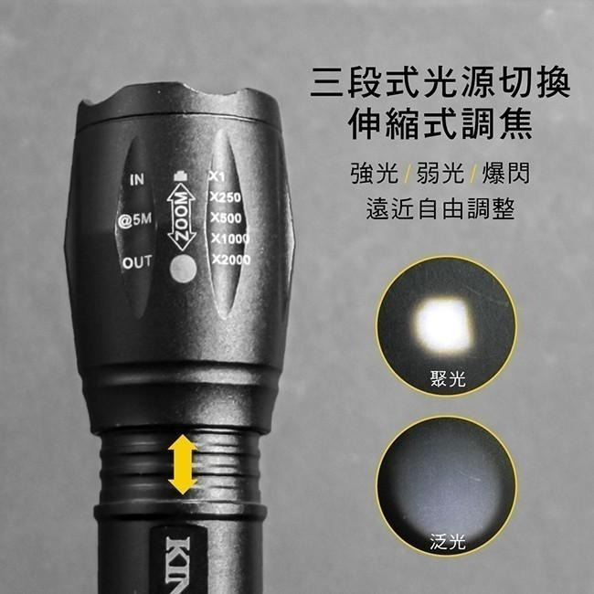 【現貨附發票】KINYO 耐嘉 充電式LED大廣角高亮度變焦手電筒 照明燈 露營燈 LED手電筒 1入 LED-5037-細節圖5