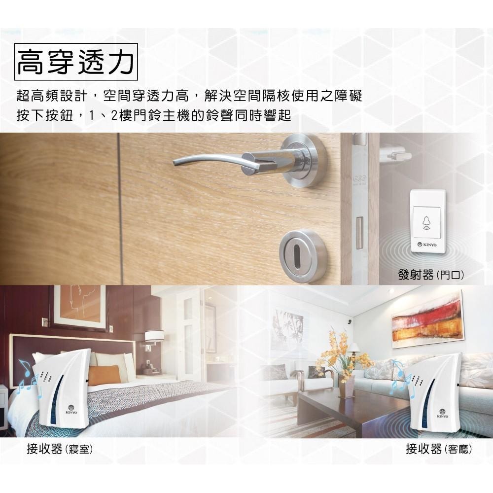 【現貨附發票】KINYO 耐嘉 1對2交流式遠距離無線門鈴 1入 DBA-376-細節圖5