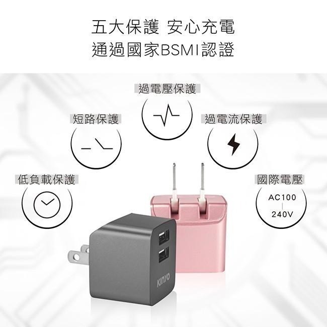 【現貨附發票】KINYO 耐嘉 雙USB急速充電器 1入 CUH-223-細節圖3