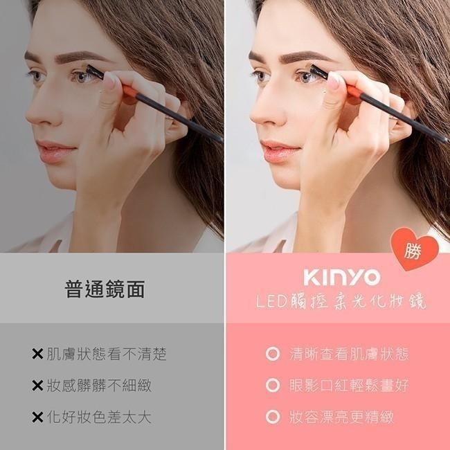 【現貨附發票】KINYO 耐嘉 LED觸控柔光化妝鏡 1入 BM-066-細節圖5