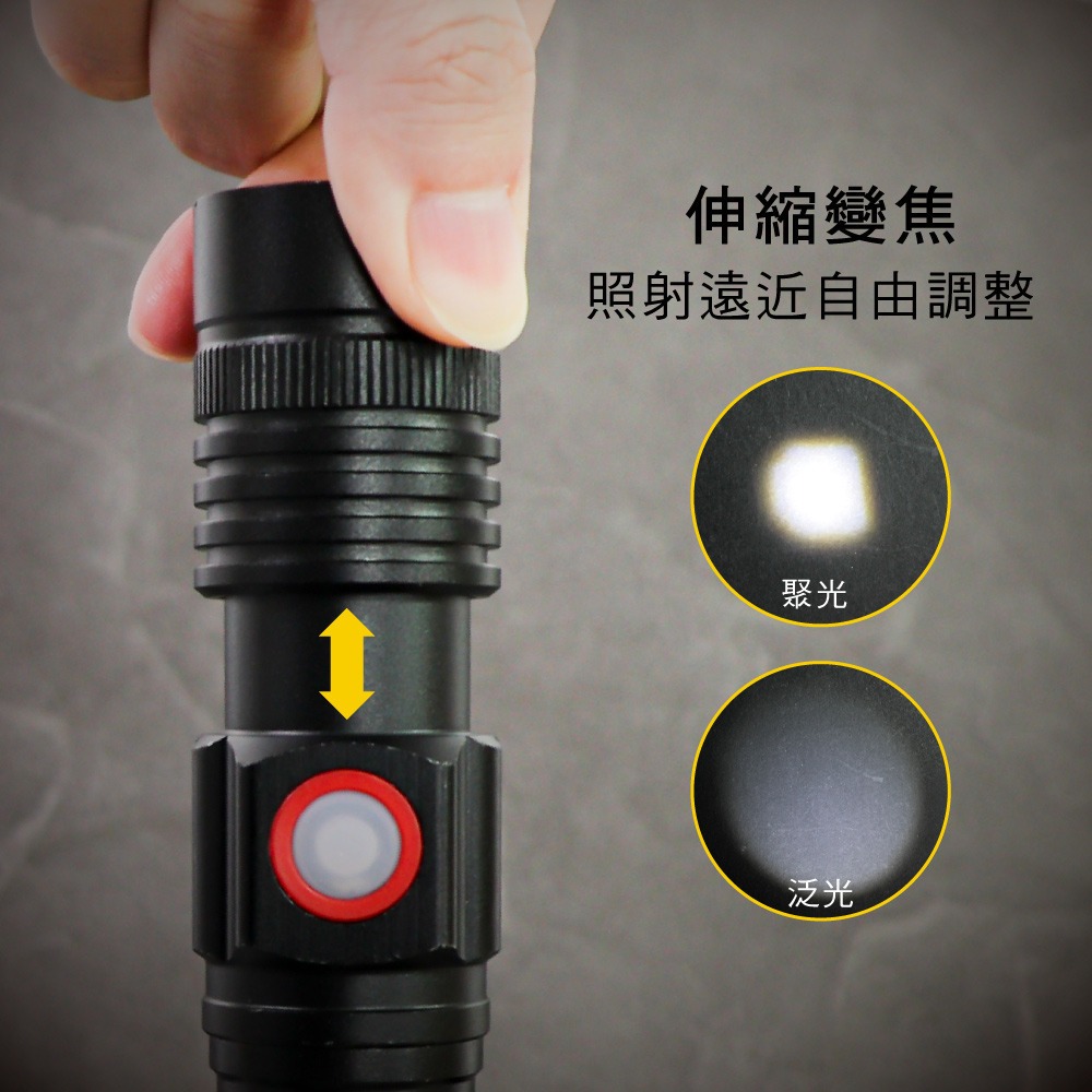 【現貨附發票】KINYO 耐嘉 外接式充電T6 LED多功能變焦手電筒 照明燈 露營燈 LED手電筒1入 LED-645-細節圖4