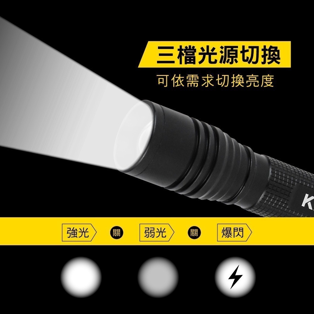 【現貨附發票】KINYO 耐嘉 電池式LED變焦手電筒 照明燈 露營燈 工作燈 LED手電筒 1入 LED-478-細節圖3