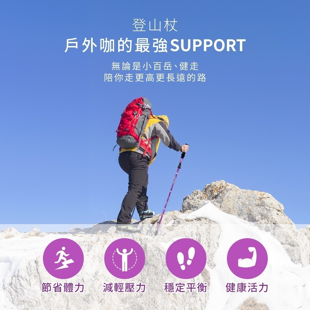 【現貨附發票】KINYO 耐嘉 SOMMET 輕量鋁合金五節摺疊登山杖 1入 TP-6020-細節圖2