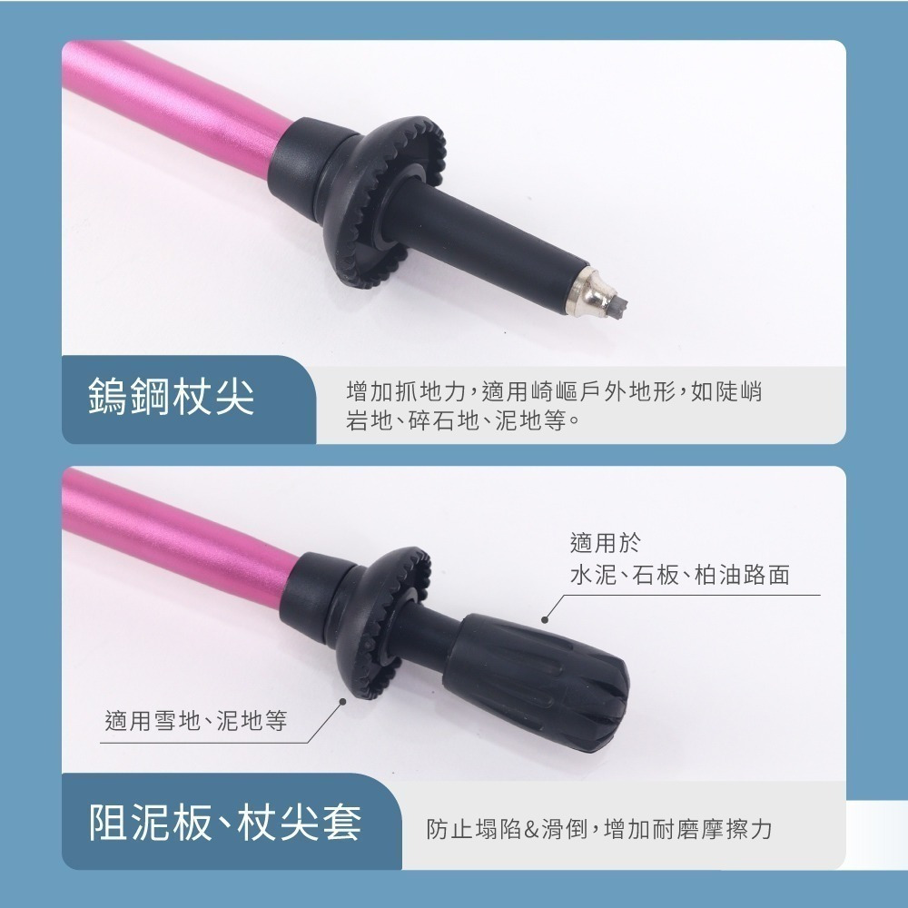 【現貨附發票】KINYO 耐嘉 SOMMET 漸層鋁合金五節摺疊登山杖 1入 TP-7020-細節圖7