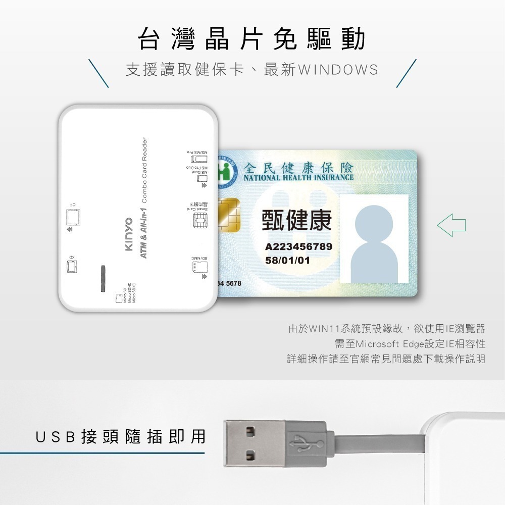 【現貨附發票】KINYO 耐嘉 多合一晶片讀卡機 1入 KCR-6253-細節圖2