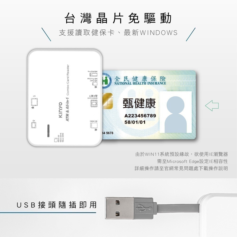 【現貨附發票】KINYO 耐嘉 多合一晶片讀卡機 1入 KCR-6253-細節圖2
