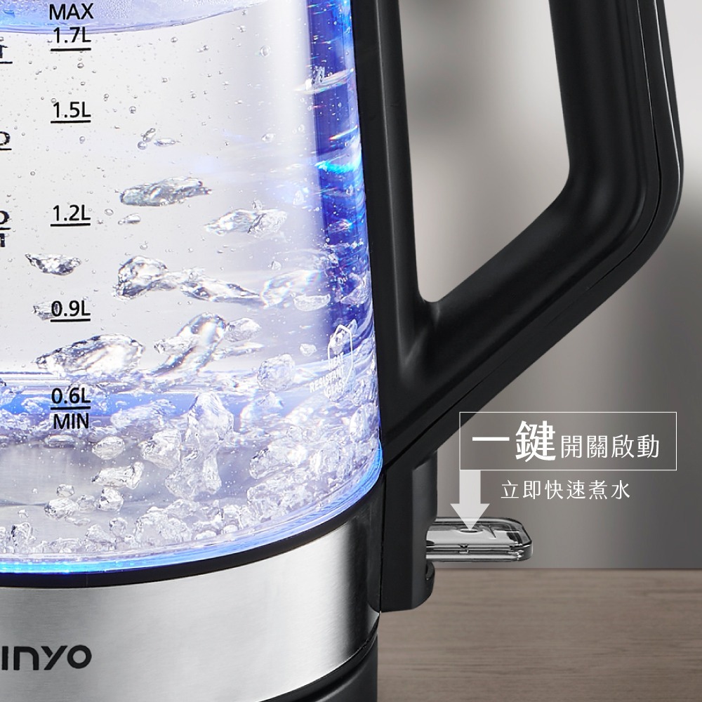 【現貨附發票】KINYO 耐嘉 2L玻璃快煮壺 1入 ITHP-170-細節圖7