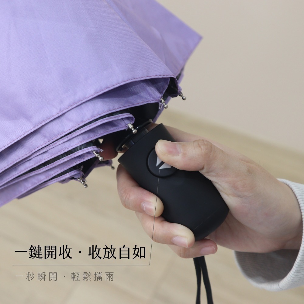 【現貨附發票】KINYO 耐嘉 21吋鋁合金羽毛黑膠自動開收晴雨傘 1入 KU-9083-細節圖3