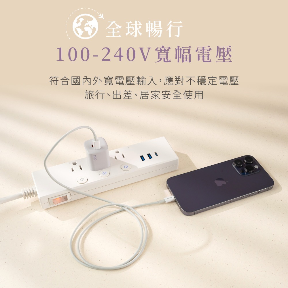 【現貨附發票】KINYO 耐嘉 氮化鎵雙孔PD充電器35W USB+Type-C USB充電器 1入 PDCB-135-細節圖6