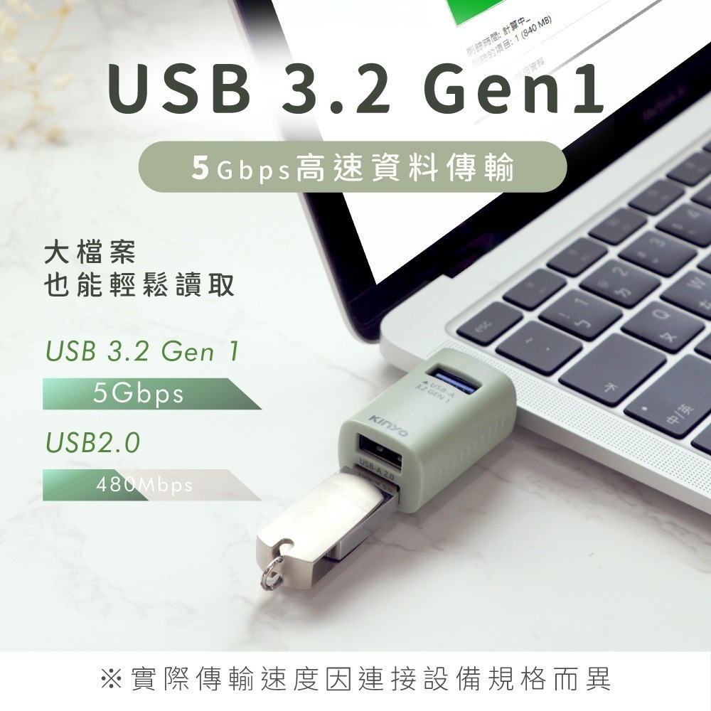 【現貨附發票】KINYO 耐嘉 Type-C USB 3.2 Gen1迷你3孔USB擴充HUB集線器1入 HUB-31C-細節圖5