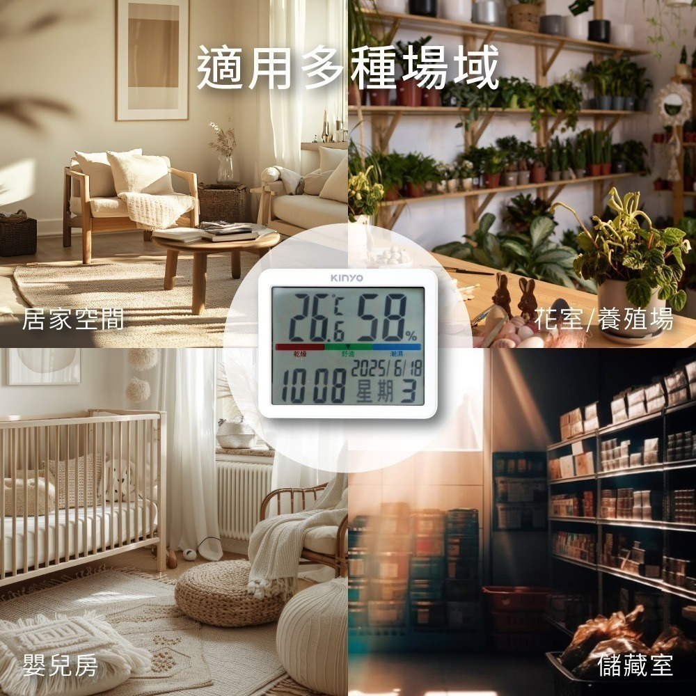 【現貨附發票】KINYO 耐嘉 電子式萬年曆大螢幕溫濕度計 日期/時間/鬧鐘/溫度/濕度/溫溼度計 1入 TC-25-細節圖9