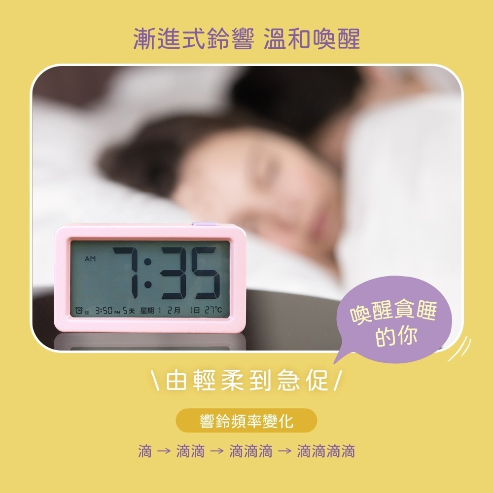【現貨附發票】KINYO 耐嘉 繽紛馬卡龍LCD電子鐘 溫度時鐘鬧鐘 1入 TD-543-細節圖7
