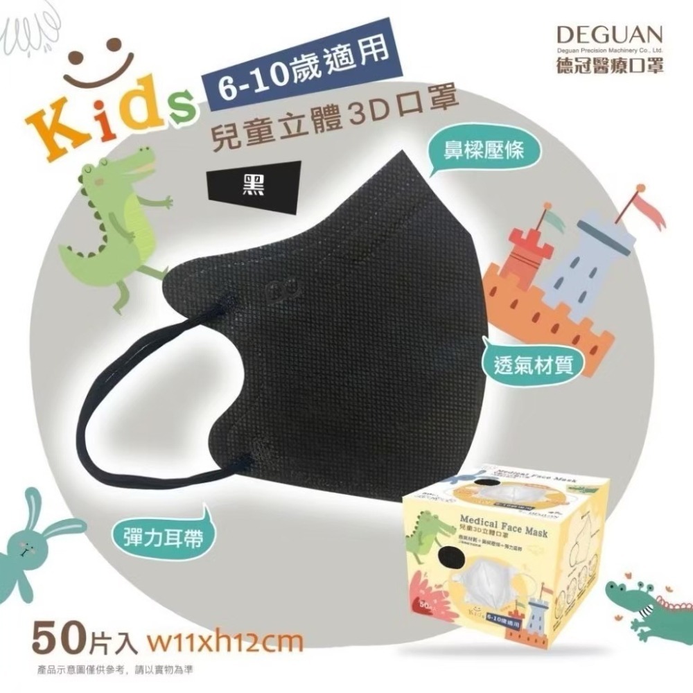 省荷包市集【德冠】3D立體醫用口罩 3D兒童醫用口罩  幼童3D立體口罩 醫療口罩 全年齡  50入台灣製-細節圖8