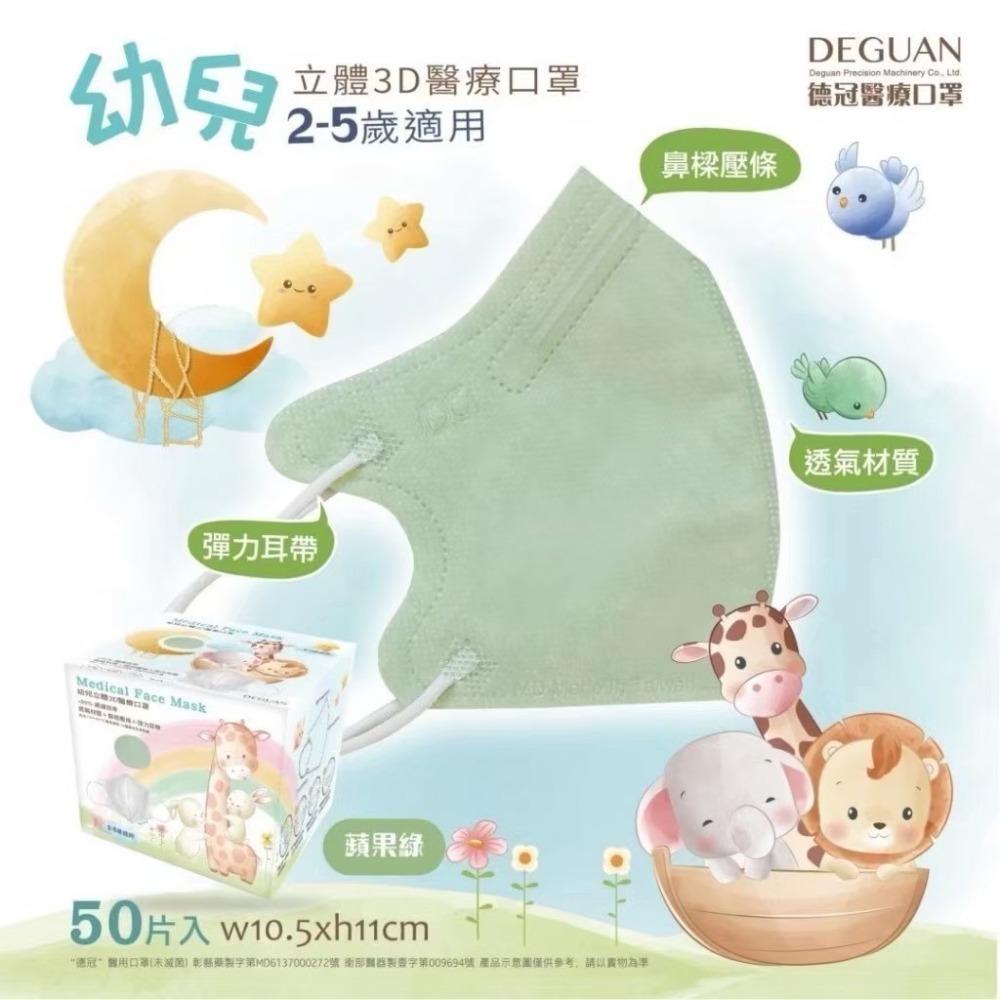 省荷包市集【德冠】3D立體醫用口罩 3D兒童醫用口罩  幼童3D立體口罩 醫療口罩 全年齡  50入台灣製-規格圖11