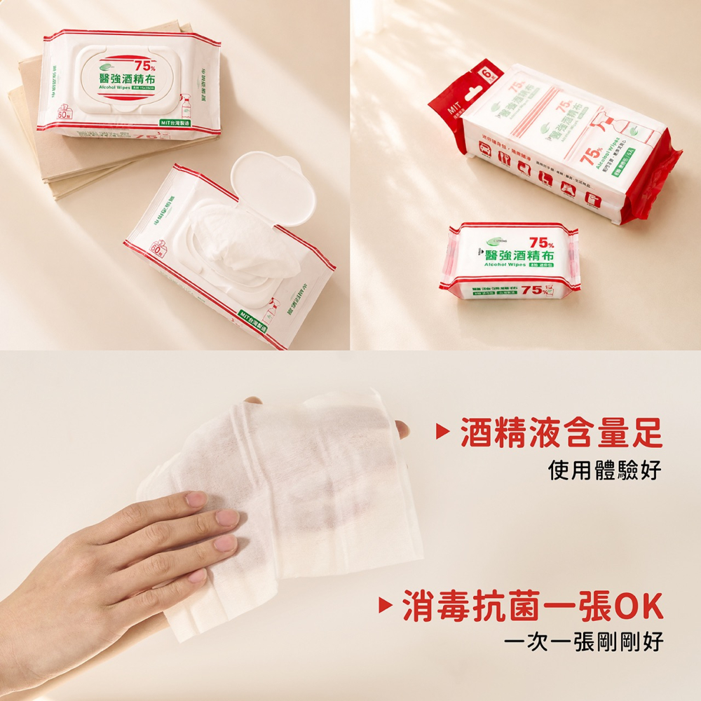 省荷包市集【醫強】 75%酒精布 酒精擦 60抽 含蓋 消毒 清潔-細節圖6