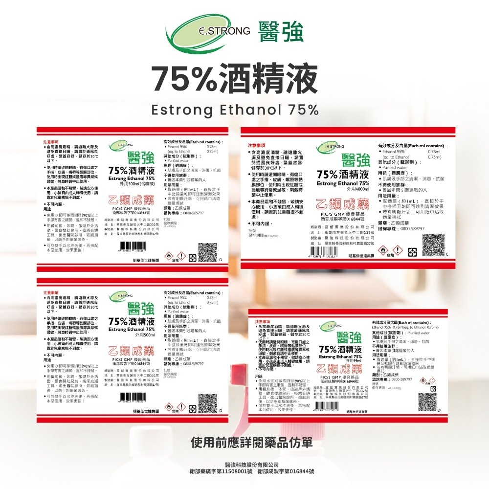 省荷包市集【醫強】75%酒精  藥用酒精 1L方瓶 壓頭酒精 醫用酒精-細節圖8