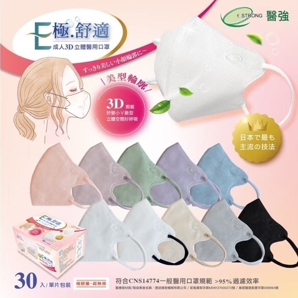 【限時購】3盒組免運【醫強】3D立體醫用口罩 成人 / 兒童醫用口 夏日透氣款 極舒適系列 美顏V臉-細節圖5