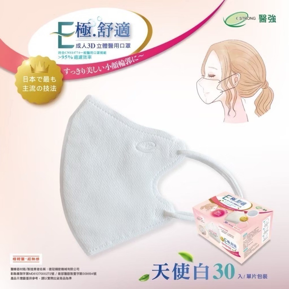 【限時購】3盒組免運【醫強】3D立體醫用口罩 成人 / 兒童醫用口 夏日透氣款 極舒適系列 美顏V臉-規格圖11