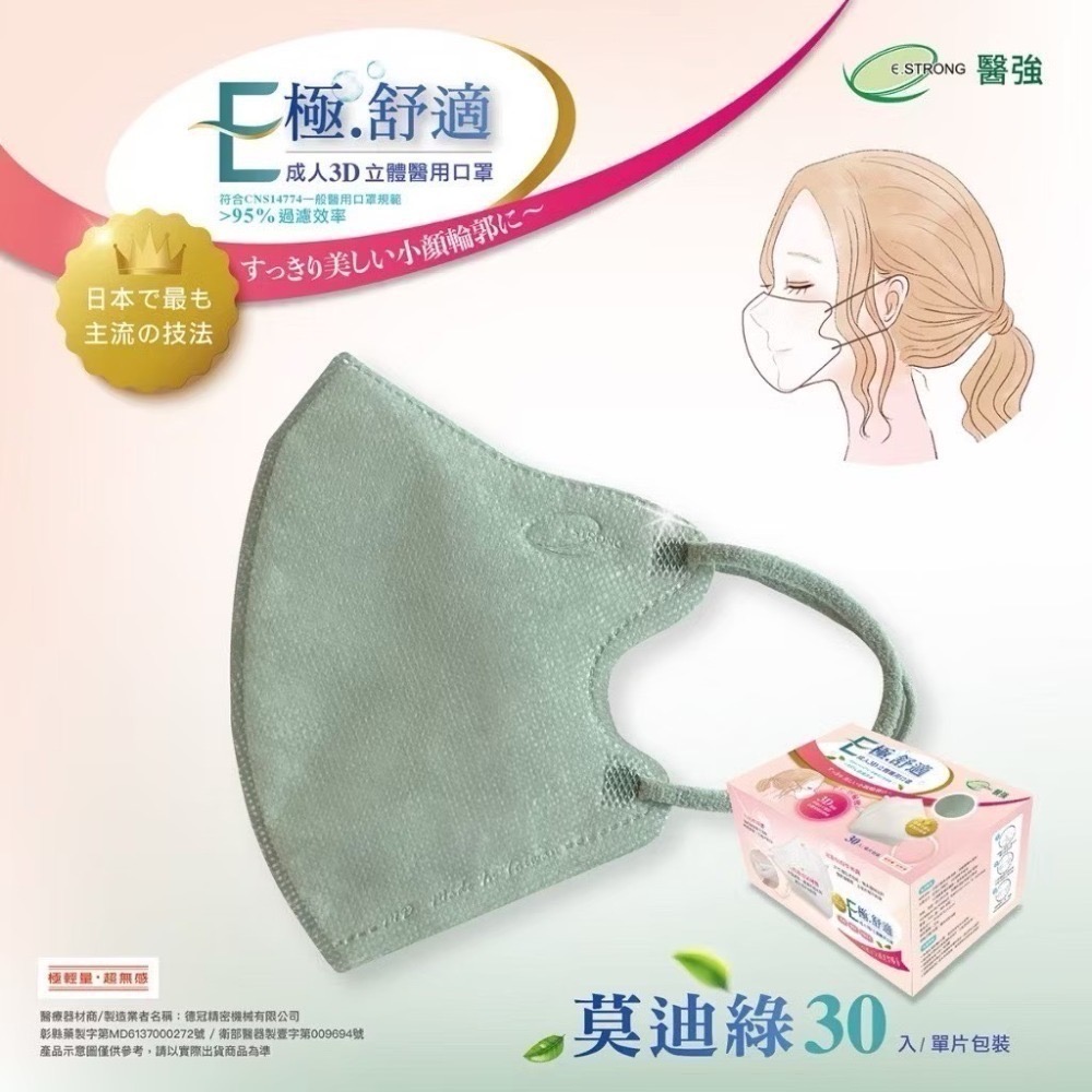 【限時購】3盒組免運【醫強】3D立體醫用口罩 成人 / 兒童醫用口 夏日透氣款 極舒適系列 美顏V臉-規格圖11