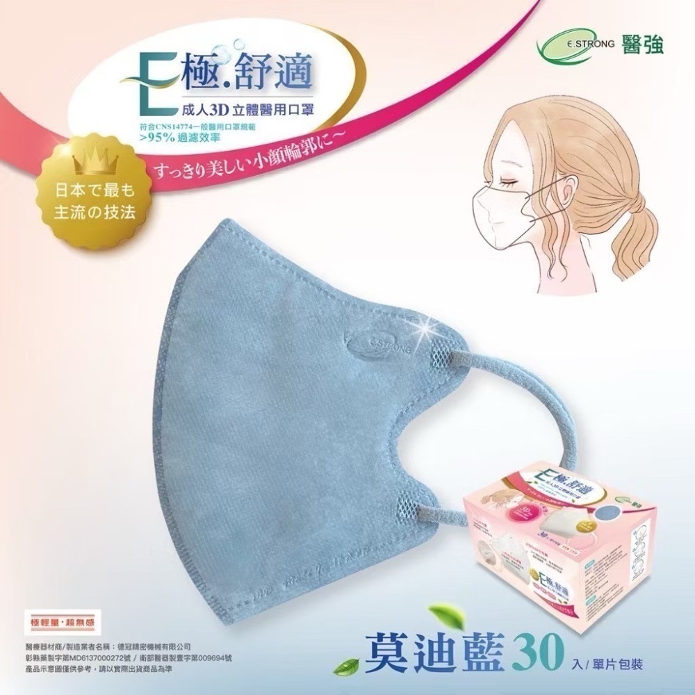 【限時購】3盒組免運【醫強】3D立體醫用口罩 成人 / 兒童醫用口 夏日透氣款 極舒適系列 美顏V臉-規格圖11