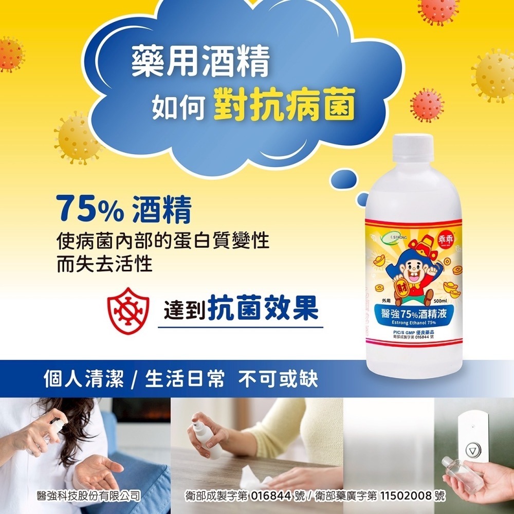 【限時購】醫強Ｘ乖乖 75%酒精 6瓶乖乖招財＋6瓶一般+酒精專用噴槍x2-細節圖3