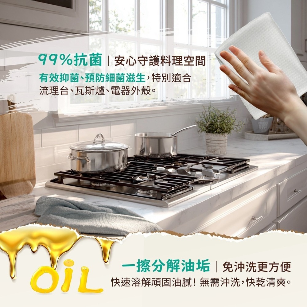 省荷包市集【KESPOL克司博】濕紙巾 廚房去污抗菌濕巾 廚房清潔 廚房濕紙巾 60抽 掀蓋 冷壓橘油 加厚格紋布-細節圖4