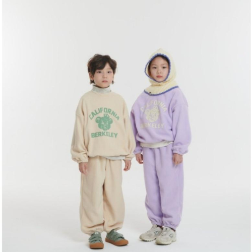 韓國代購-JERMAINE 搖粒絨縮口套裝 粉紫色 保暖 冬季 正韓童裝 姊弟裝 兄妹裝 韓國直送 韓國製 小童 大童