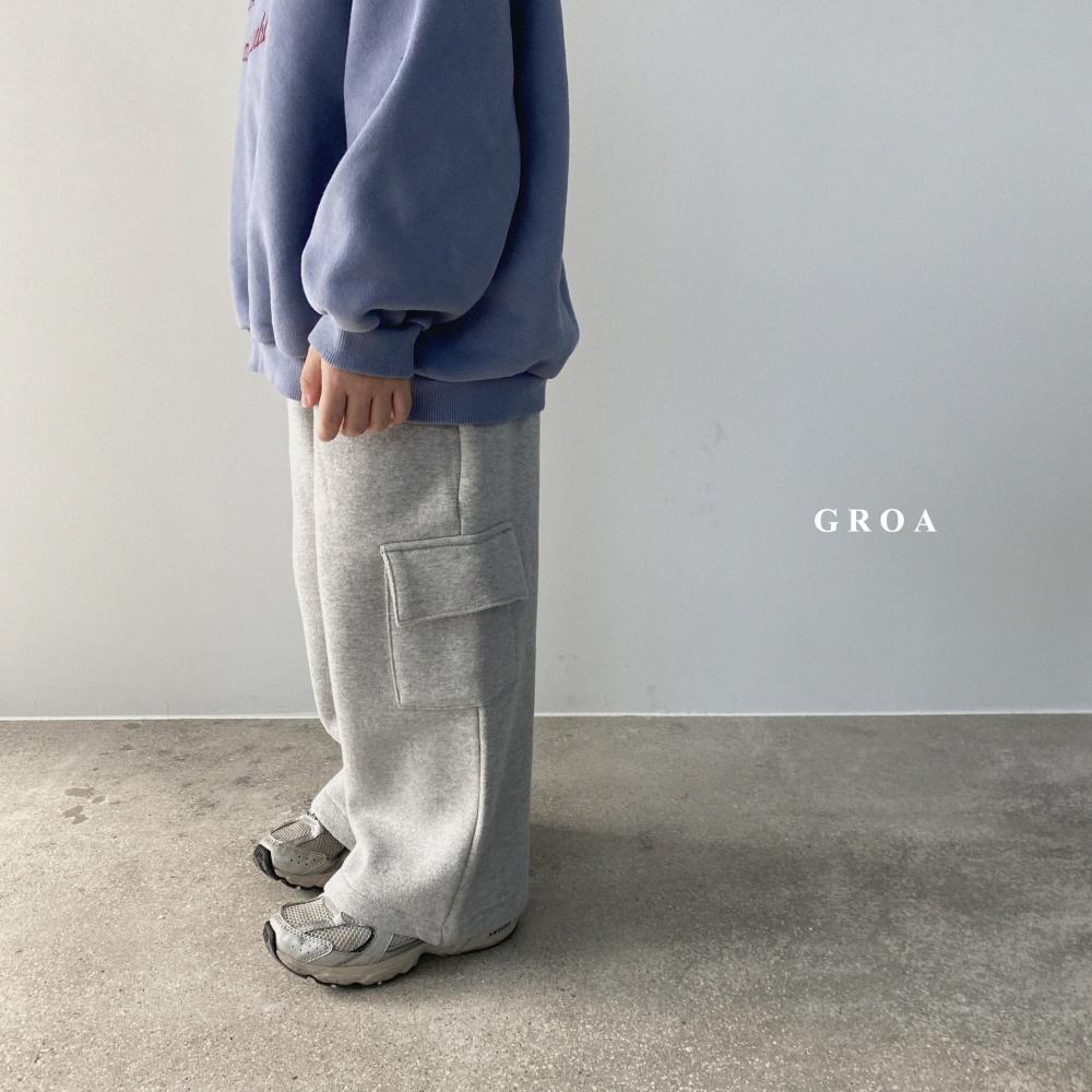 韓國代購-Groa 口袋工裝寬褲 棉褲 韓貨 大口袋 休閒 正韓 中性 個性 男童 女童 小童 大童 韓國童裝-細節圖3