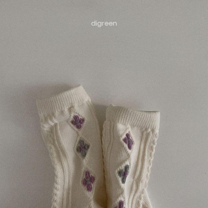 韓國代購-digreen🌟現貨20~23cm🌟韓國製菱形花花襪一組3雙中筒襪XL女童襪子-細節圖4