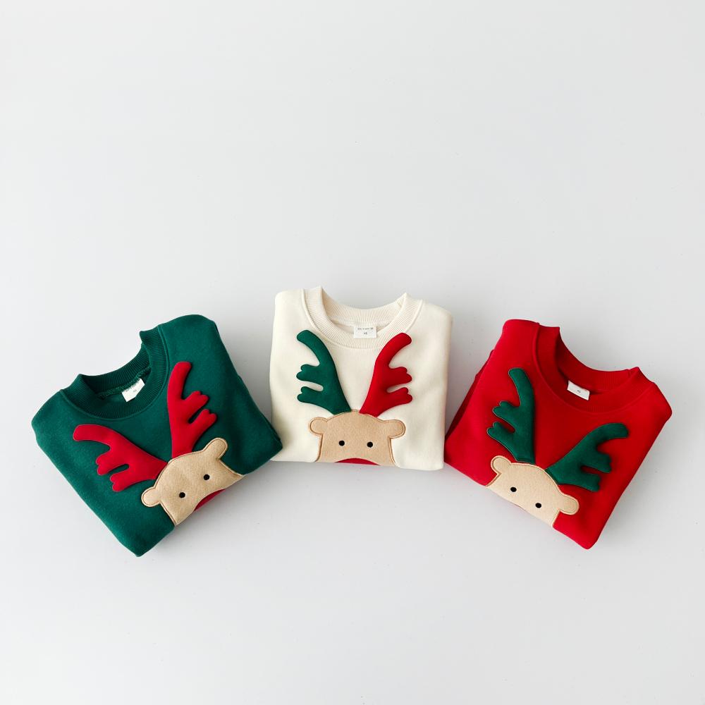 韓國代購-pit a pat 聖誕紅鼻子麋鹿刷毛上衣 兄弟裝 兄妹裝 姊弟裝 姊妹裝 耶誕節 韓國空運 3色-細節圖6
