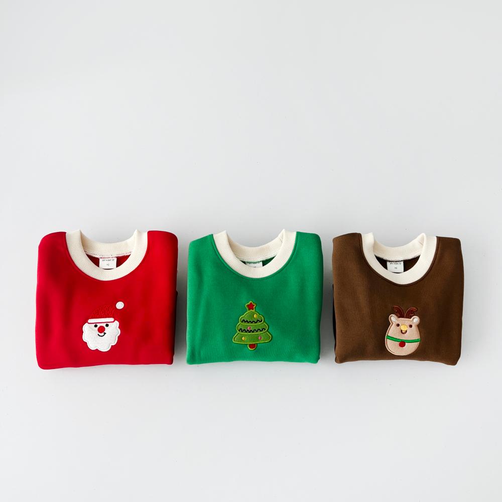 韓國代購-pit a pat 聖誕節刷毛上衣3色 聖誕老公公 聖誕樹  麋鹿 兄妹裝 姊弟裝 姊妹裝  韓國空運童裝-細節圖9