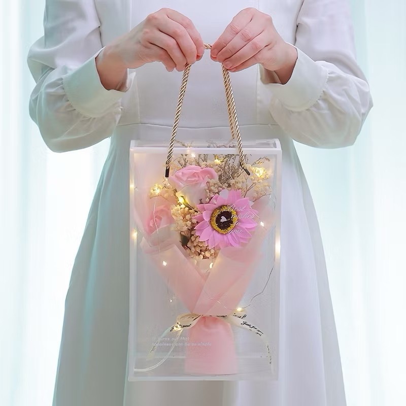 禮盒花束 玫瑰香皂花束 滿天星花束  向日葵 玫瑰花 畢業花束 告白七夕生日求婚 情人 教師節禮物 母親節禮物 提盒-規格圖9