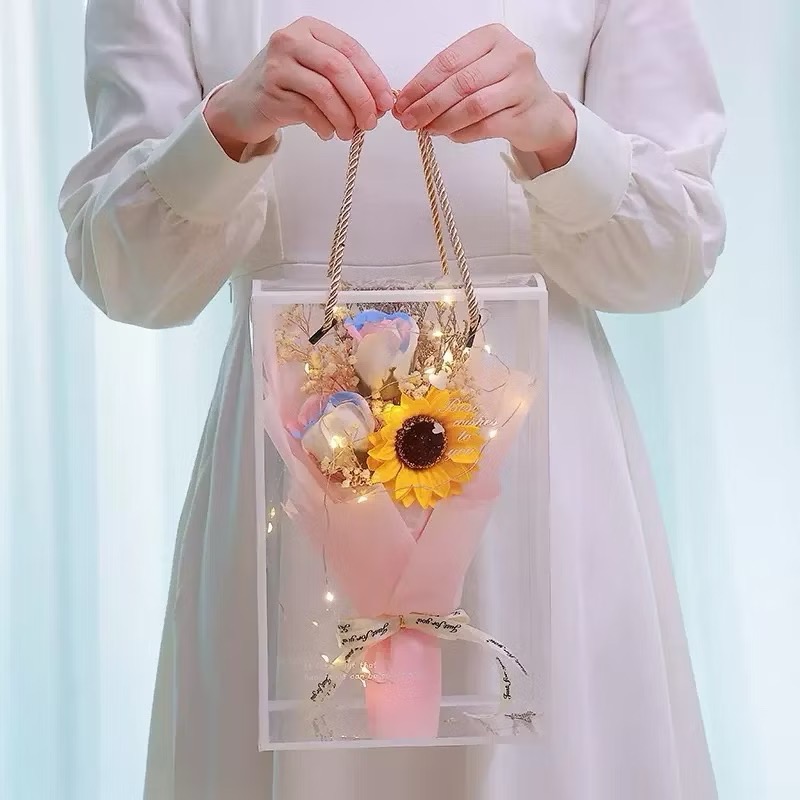 禮盒花束 玫瑰香皂花束 滿天星花束  向日葵 玫瑰花 畢業花束 告白七夕生日求婚 情人 教師節禮物 母親節禮物 提盒-規格圖9