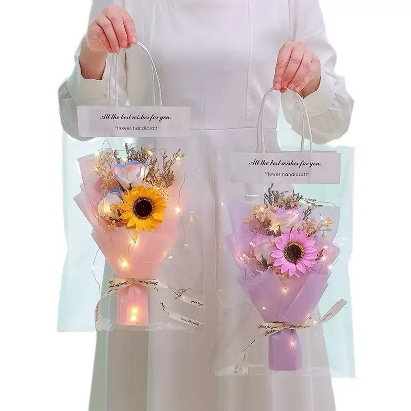 玫瑰花紫色+向日葵